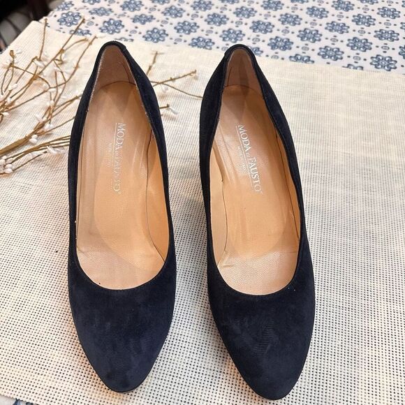 Moda di Fausto Made in Italy Blue suede high heel pumps Size 38/ US 7.5 - Picture 3 of 8